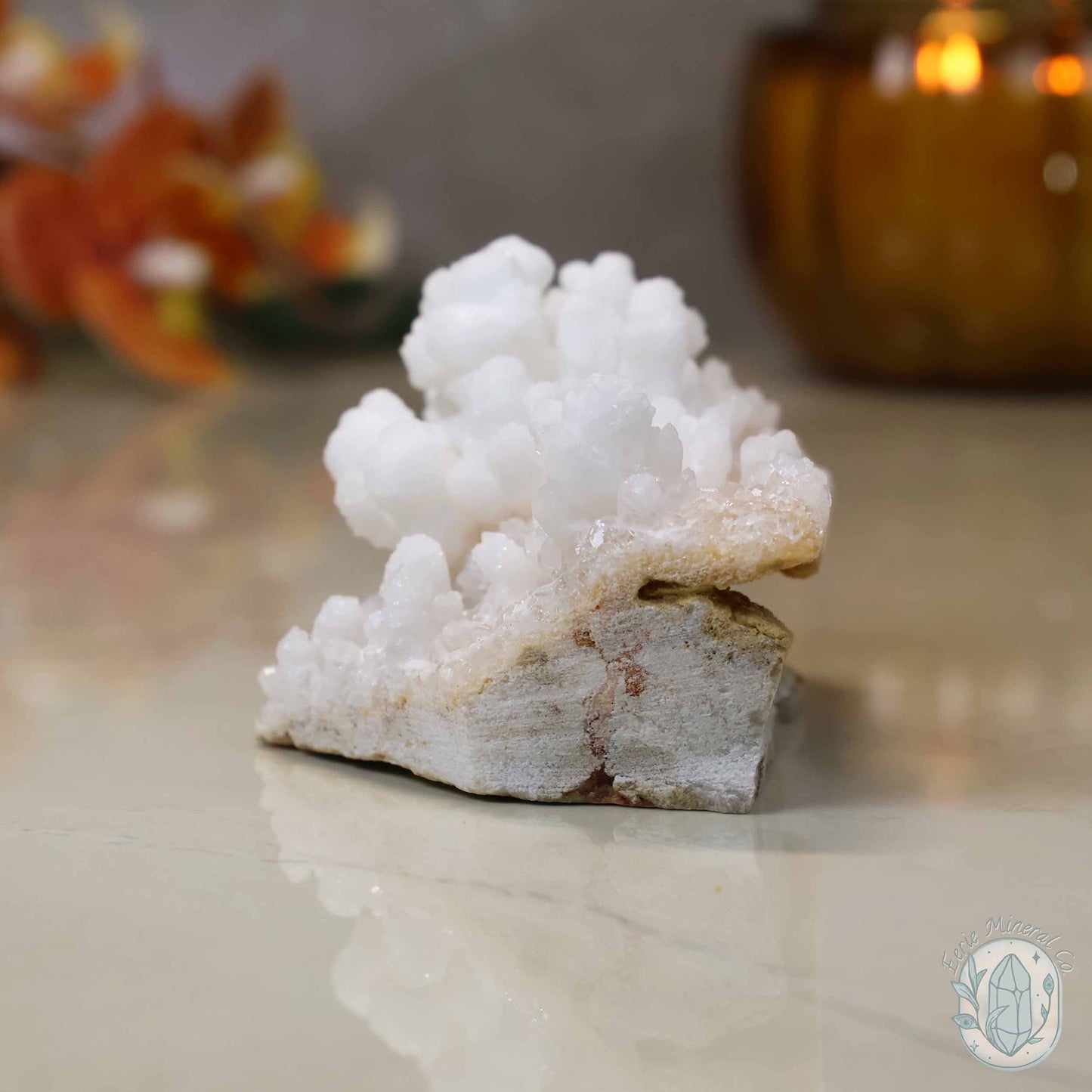 White Colored Druzy Calcite Cave Stalactite Specimen