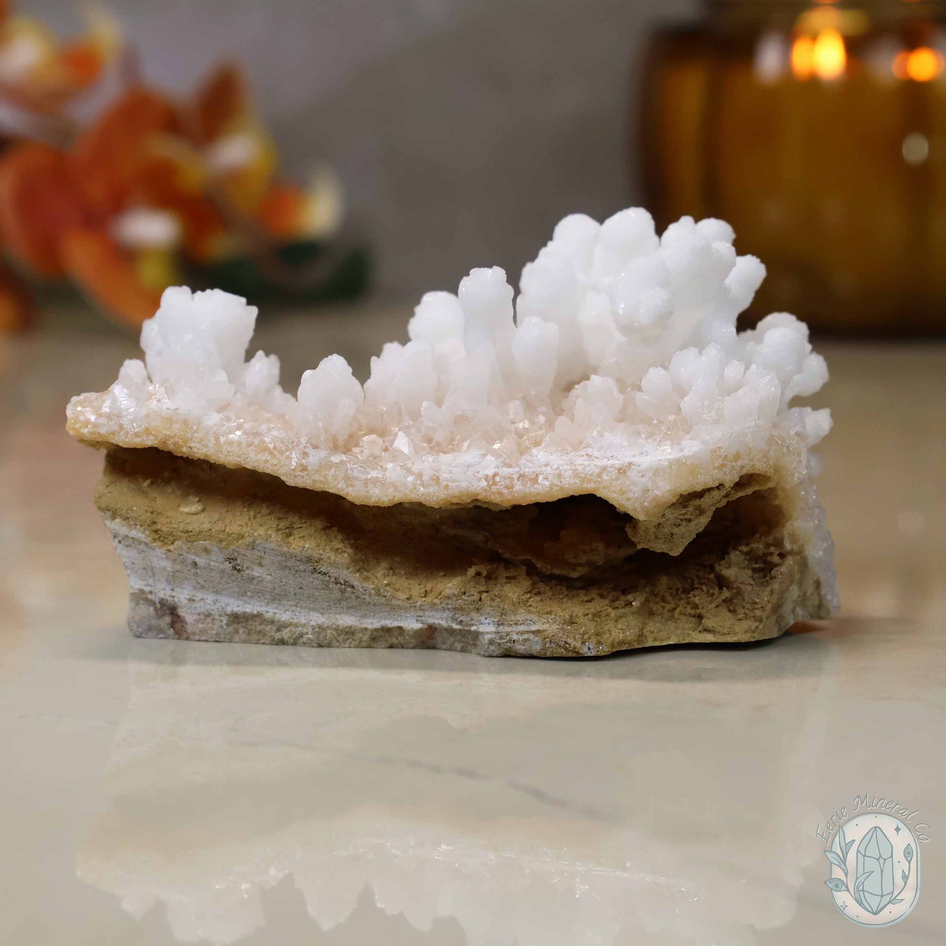 White Colored Druzy Calcite Cave Stalactite Specimen