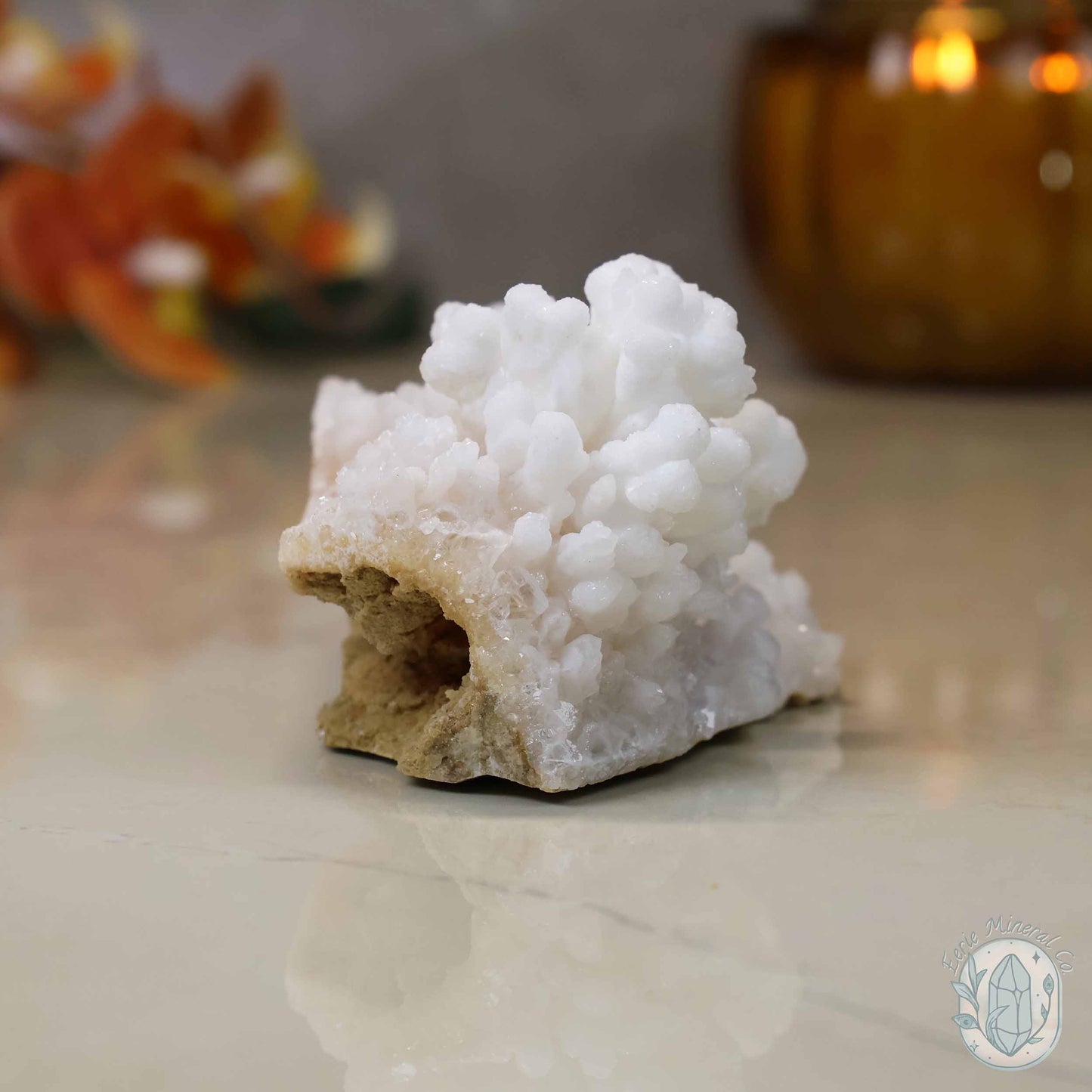 White Colored Druzy Calcite Cave Stalactite Specimen