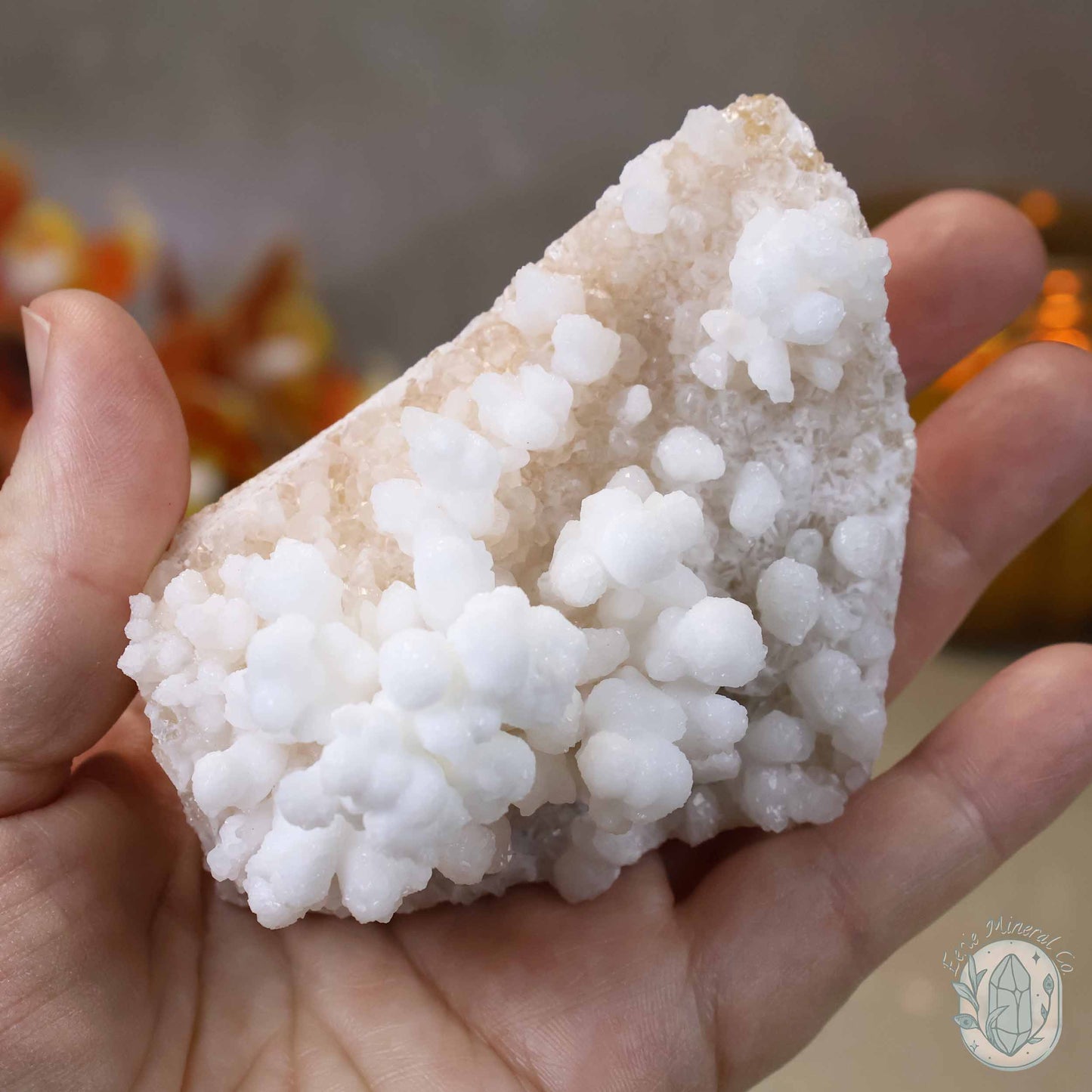 White Colored Druzy Calcite Cave Stalactite Specimen