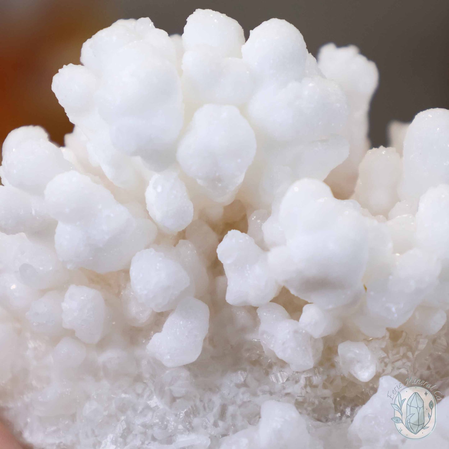 White Colored Druzy Calcite Cave Stalactite Specimen