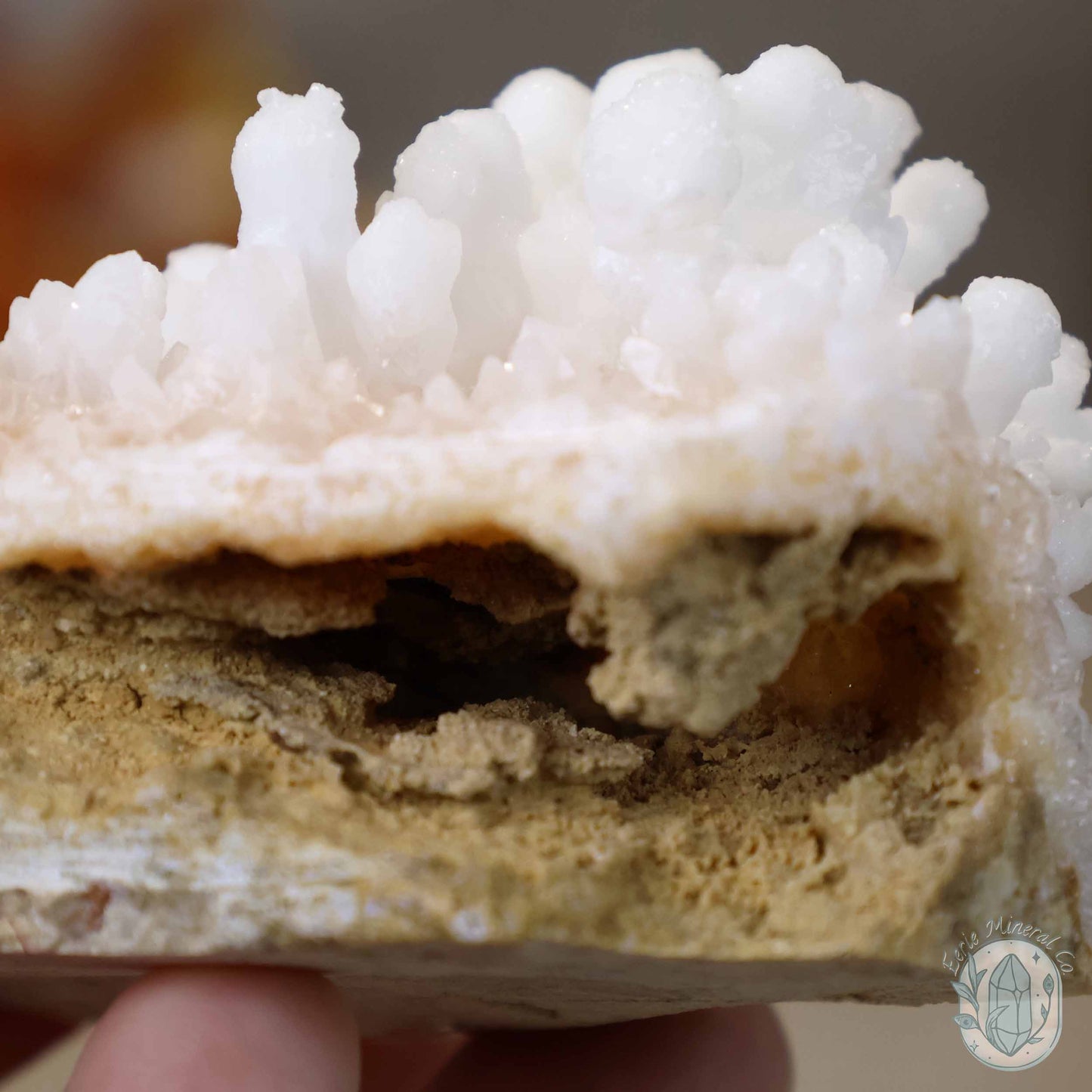 White Colored Druzy Calcite Cave Stalactite Specimen