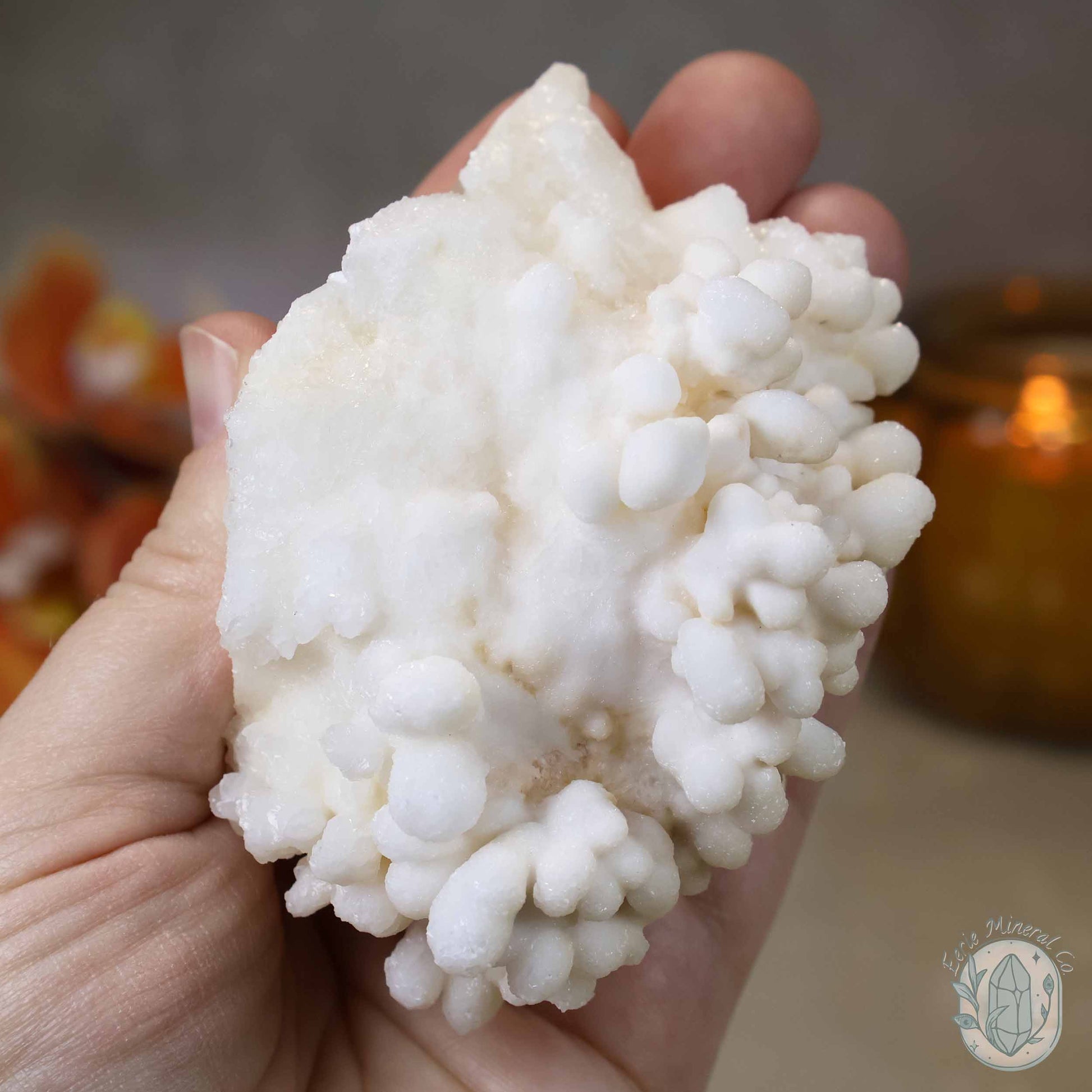 White Druzy Calcite Cave Stalactite Specimen