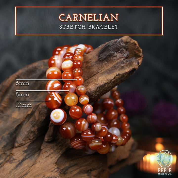 Carnelian Stone Beaded Boho Gemstone Stretch Bracelet