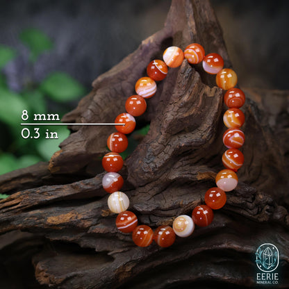Carnelian Stone Beaded Boho Stretch Bracelet
