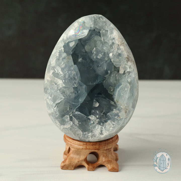 3.75" Celestite Geode Crystal Egg