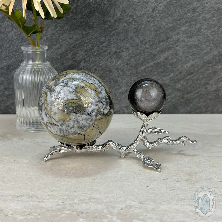 Silver and Rose Gold Metal Cherry Blossom Sphere Holder