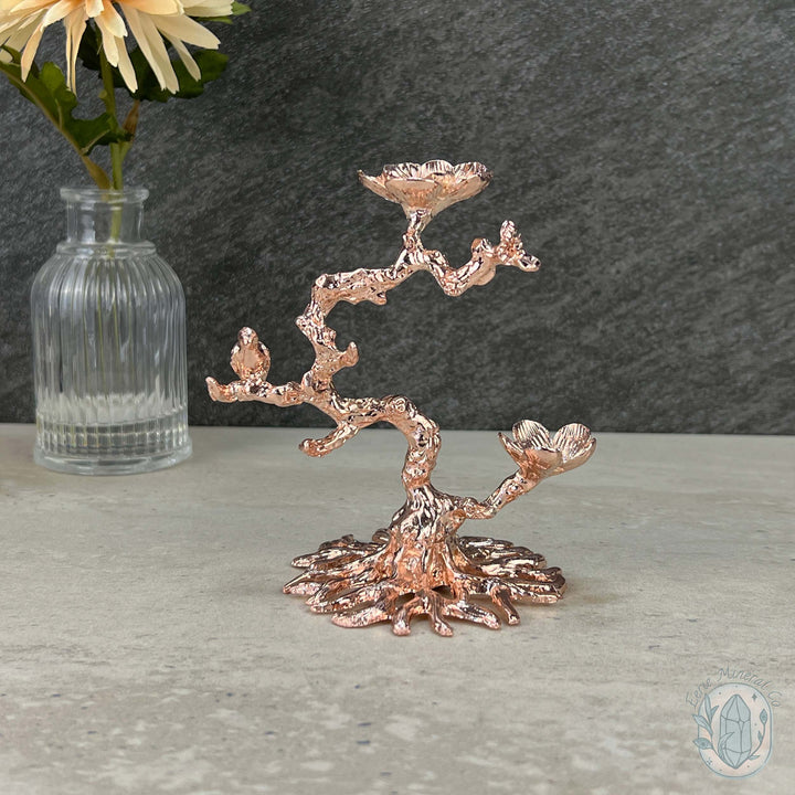 Rose Gold and Silver Metal Cherry Blossom Sphere Holders