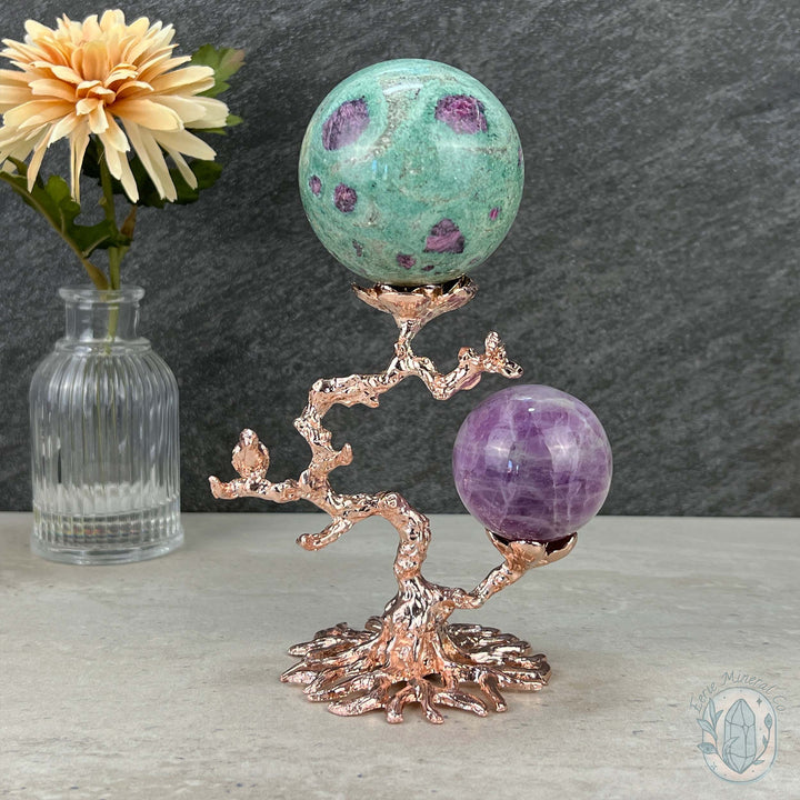 Rose Gold and Silver Metal Cherry Blossom Sphere Holders