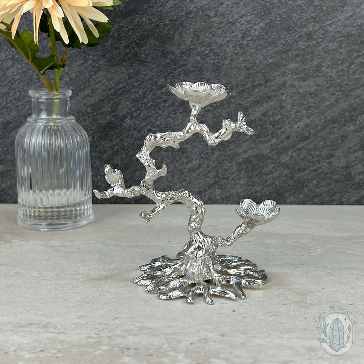 Rose Gold and Silver Metal Cherry Blossom Sphere Holders