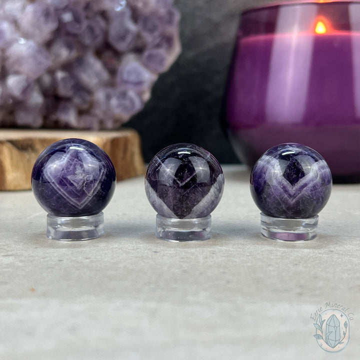 Trio of Chevron (Dream) Amethyst Spheres