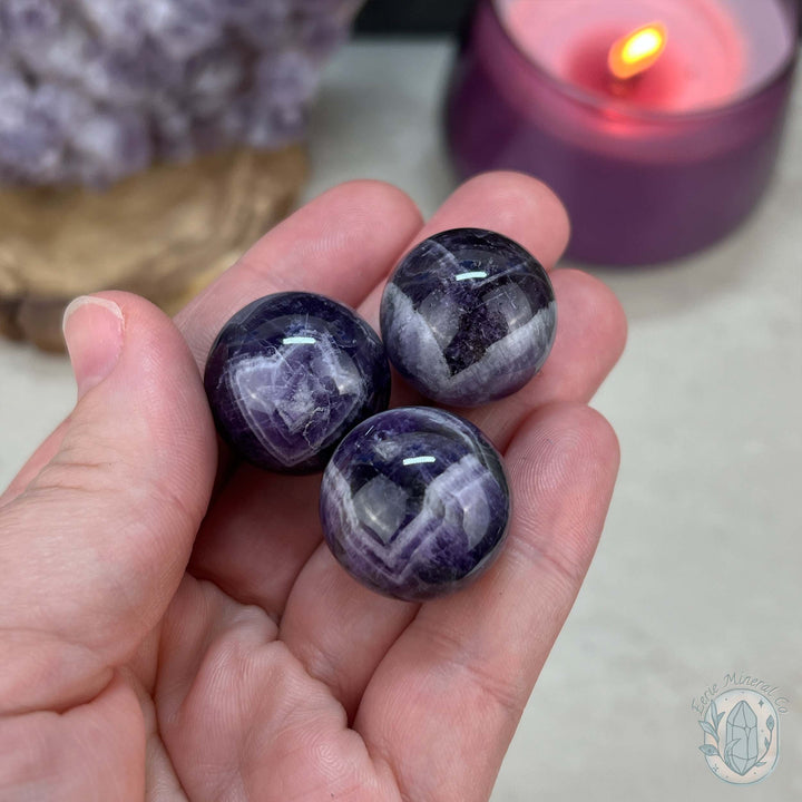 Trio of Chevron (Dream) Amethyst Spheres