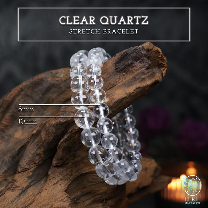 Clear Quartz Beaded Boho Stretch Bracelet