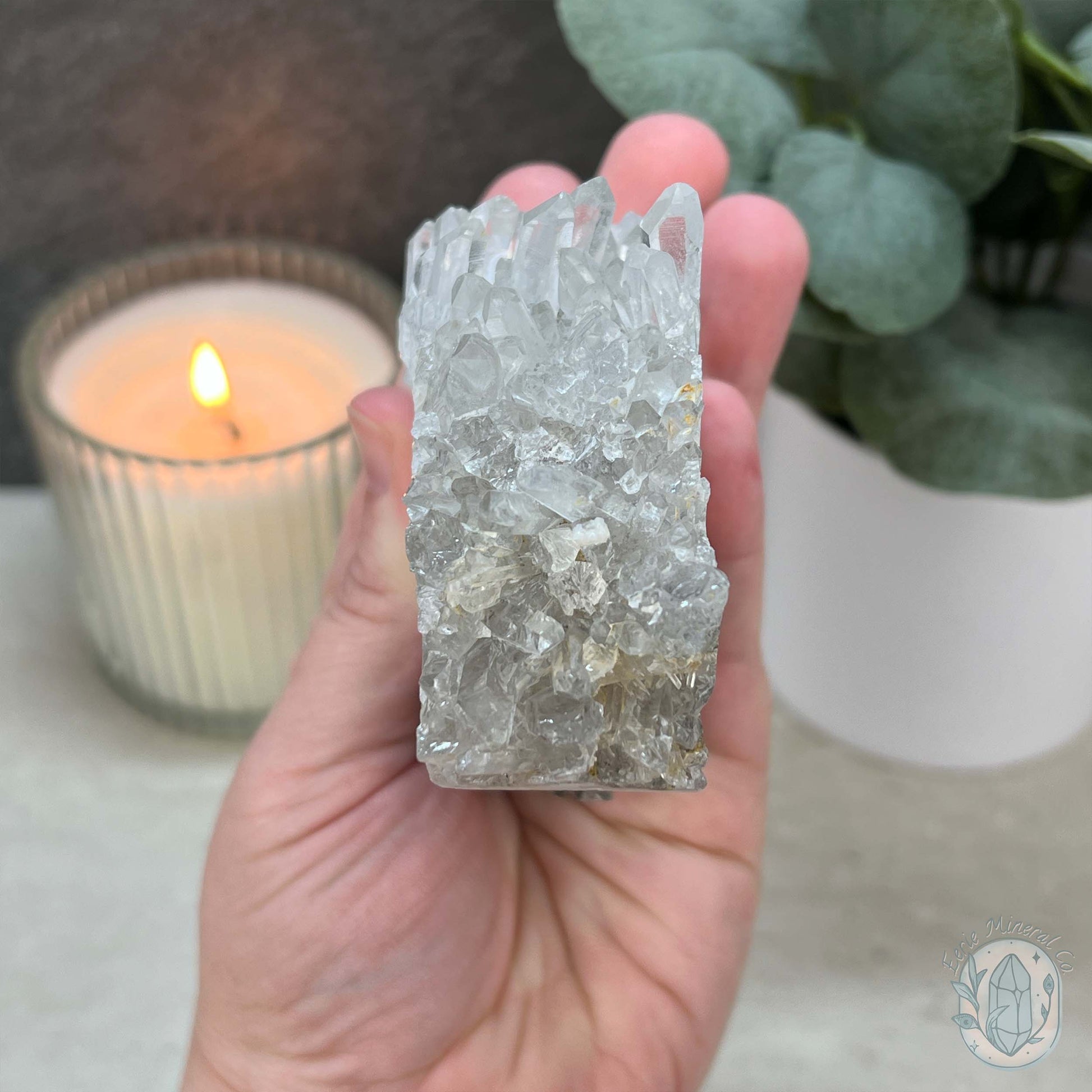 Clear Quartz Cluster Playful Monster Skull Carving