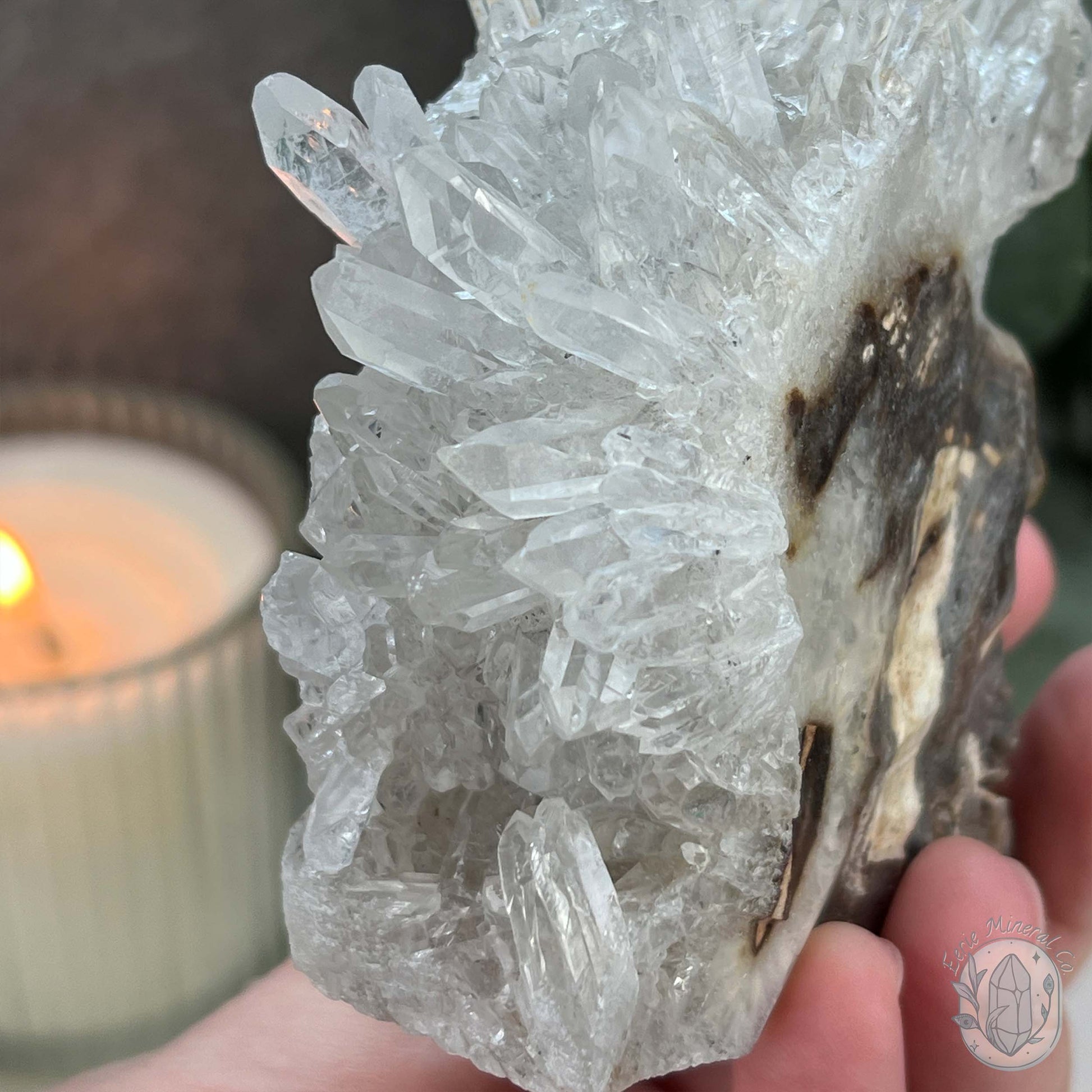Clear Quartz Cluster Playful Monster Skull Carving