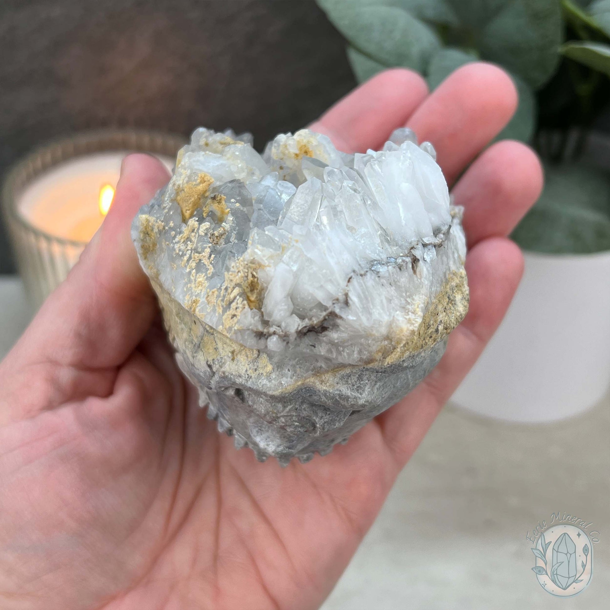 Quartz Cluster Playful Cyclops Monster Skull Carving