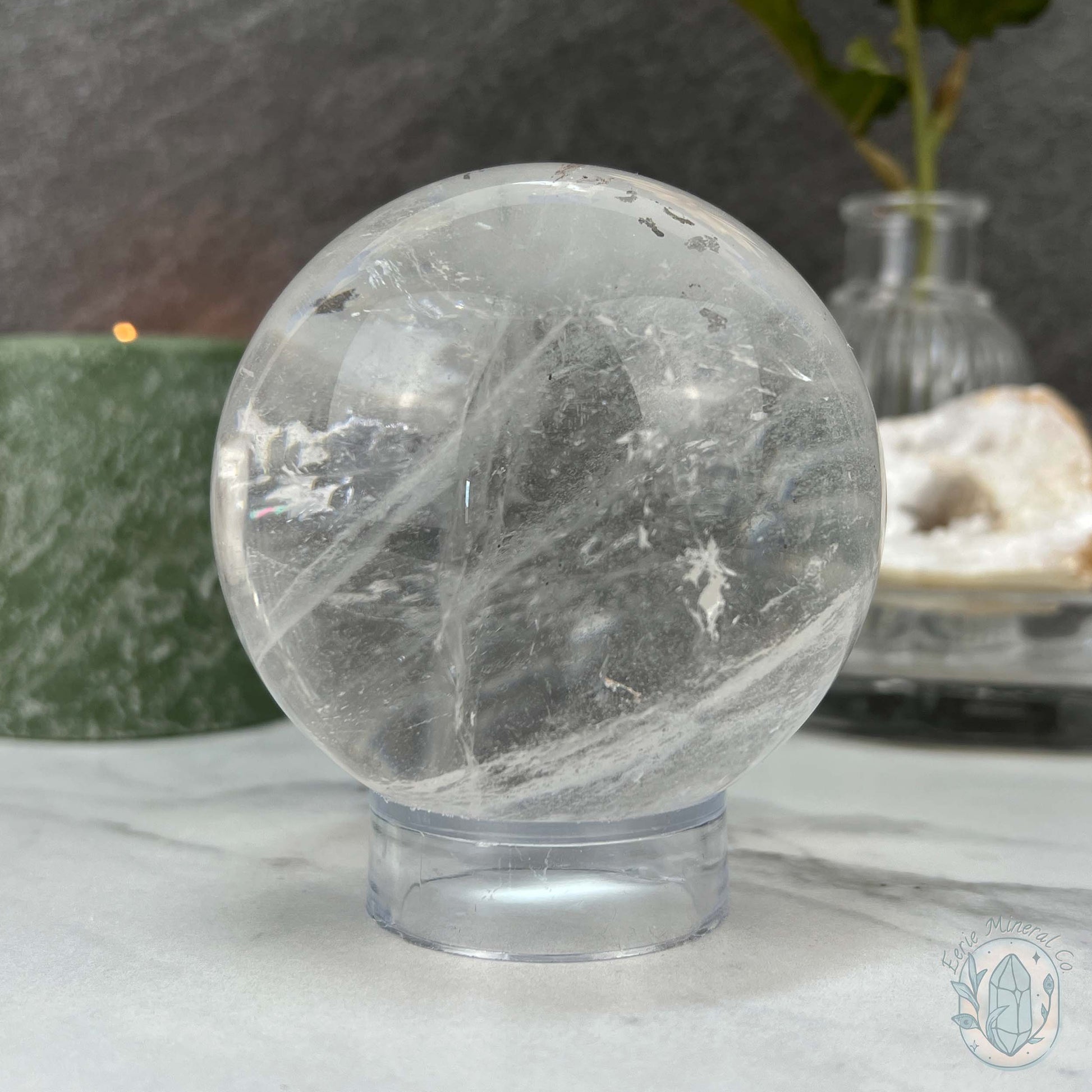 81mm Polished Clear Quartz Sphere with Rainbows