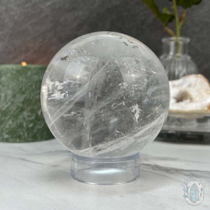81mm Polished Clear Quartz Sphere with Rainbows
