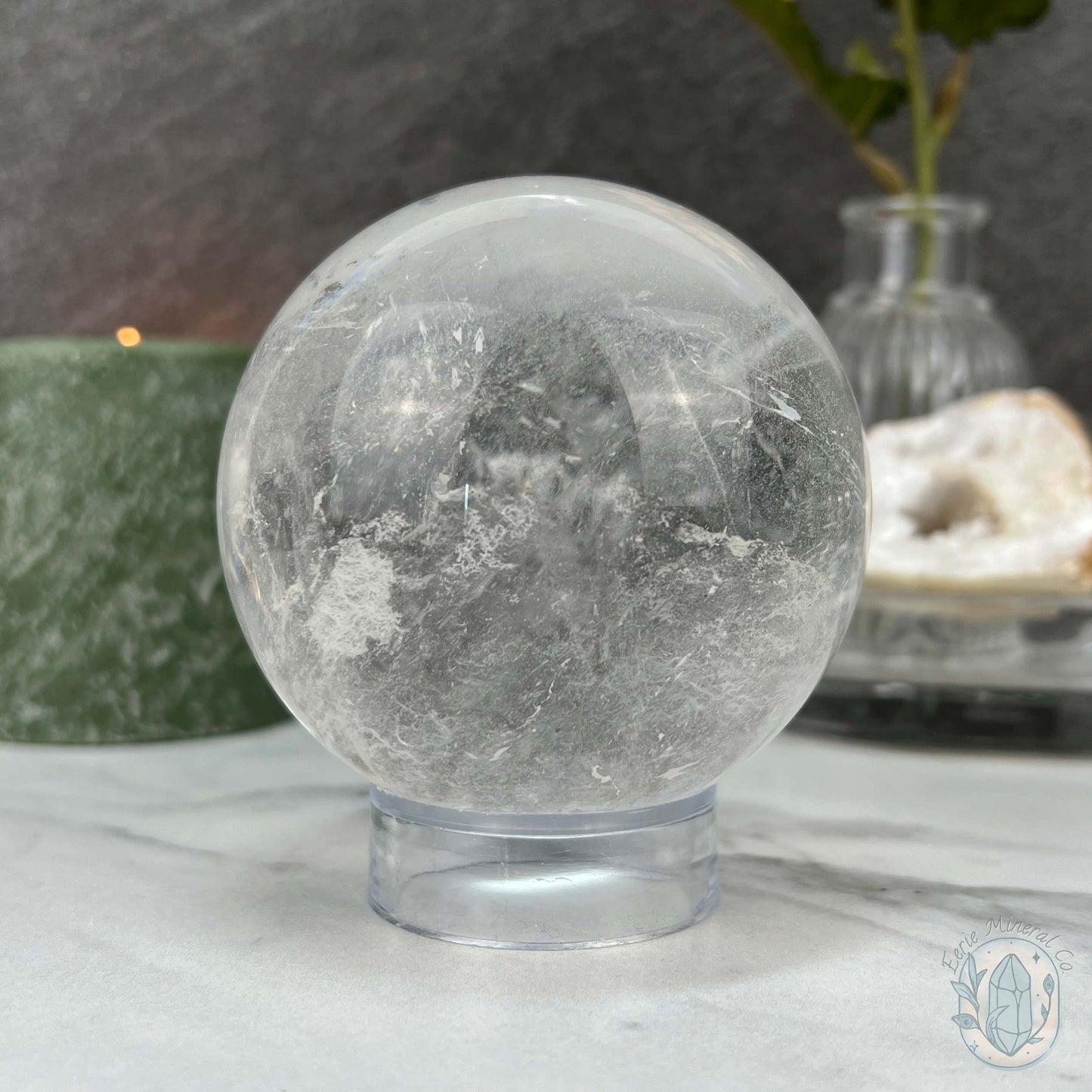 81mm Polished Clear Quartz Sphere with Rainbows