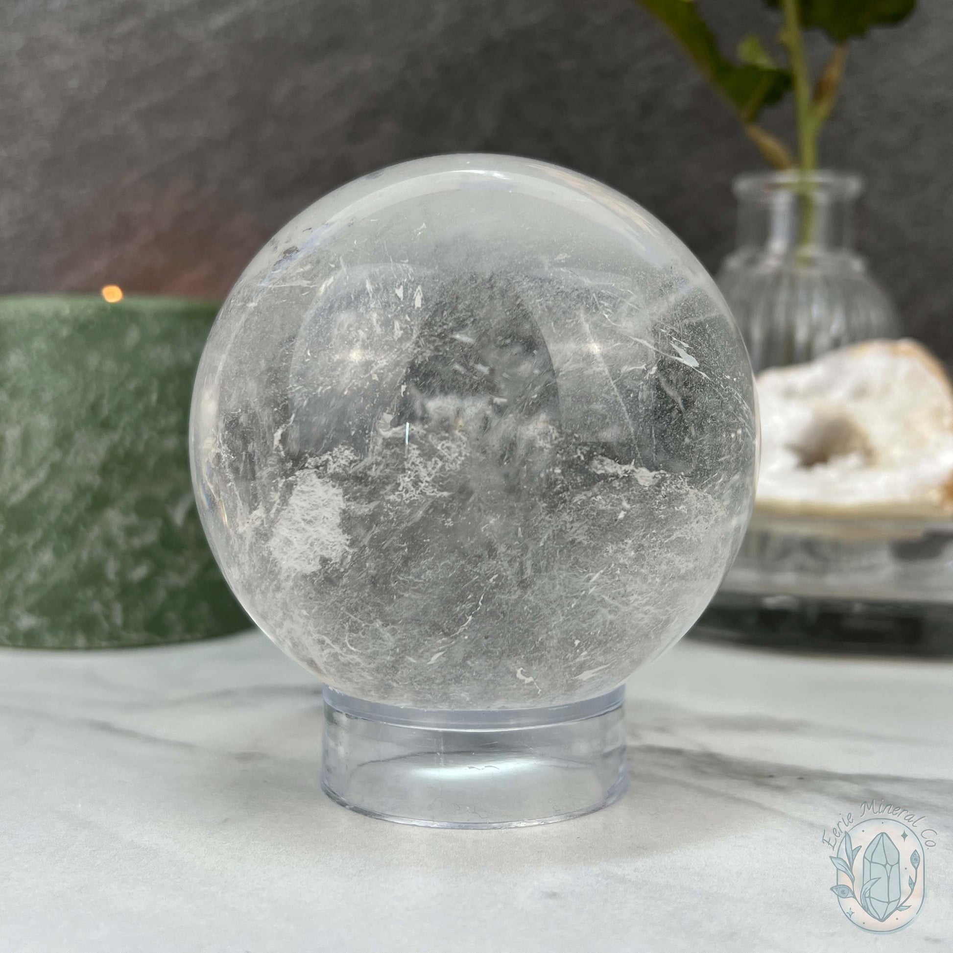 81mm Polished Clear Quartz Sphere with Rainbows