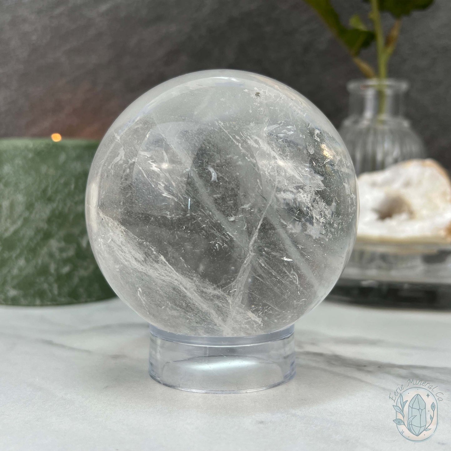 81mm Polished Clear Quartz Sphere with Rainbows