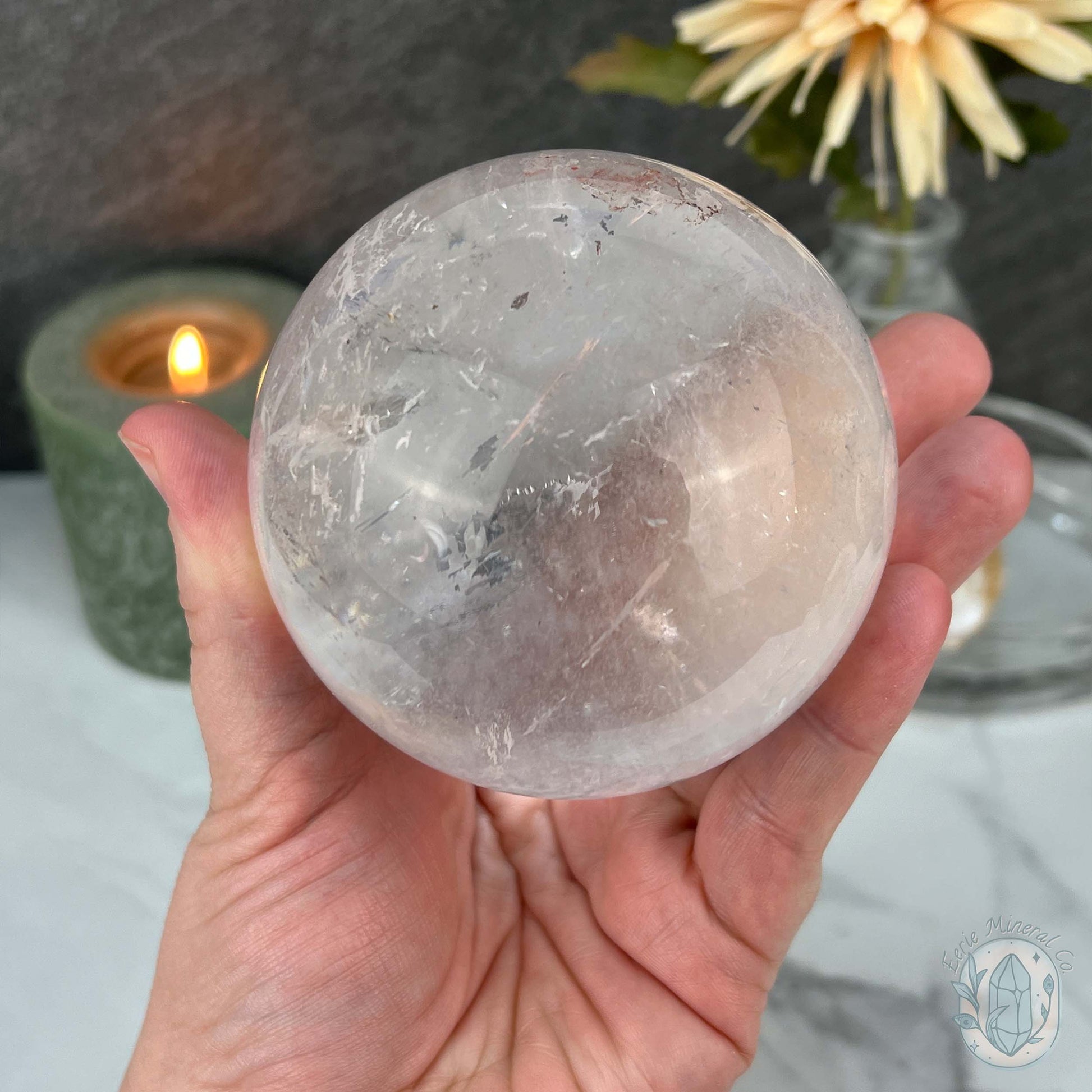 81mm Polished Clear Quartz Sphere with Rainbows