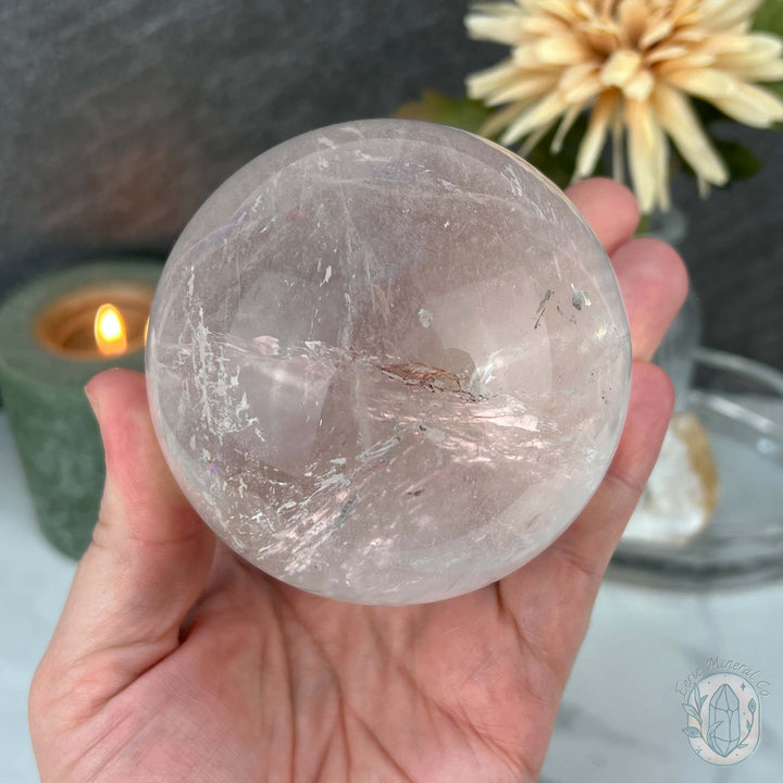 81mm Polished Clear Quartz Sphere with Rainbows