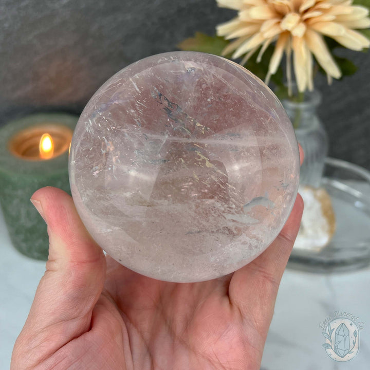 81mm Polished Clear Quartz Sphere with Rainbows