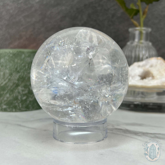 79mm Polished Clear Quartz Sphere with Rainbows