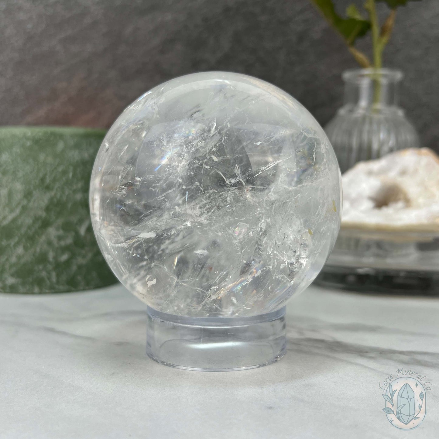 79mm Polished Clear Quartz Sphere with Rainbows
