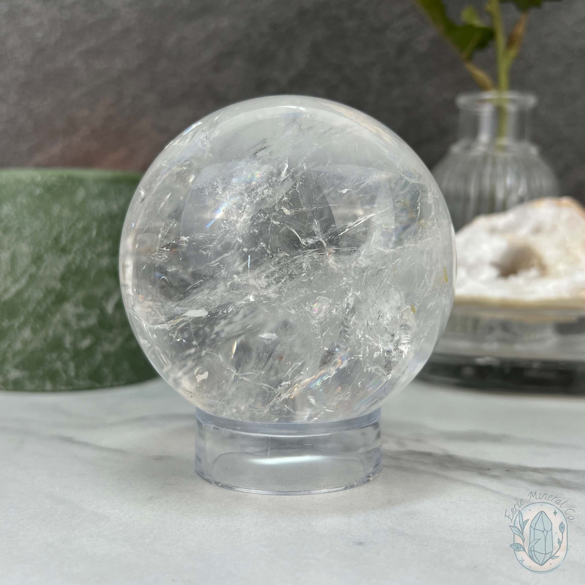 79mm Polished Clear Quartz Sphere with Rainbows