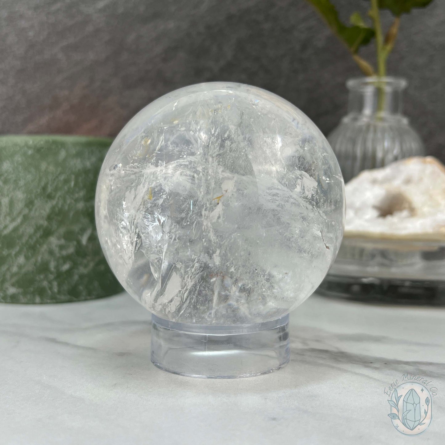 79mm Polished Clear Quartz Sphere with Rainbows