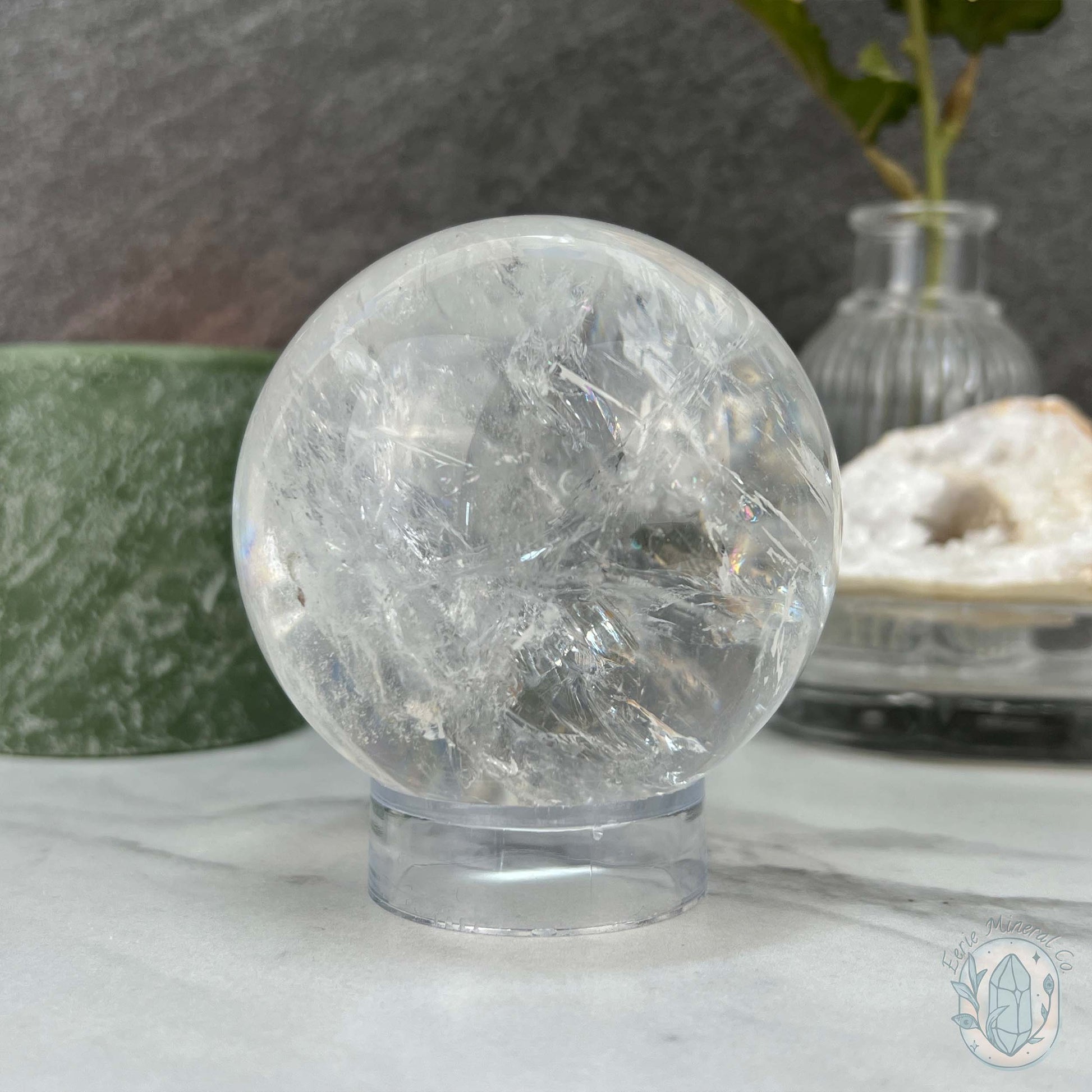 79mm Polished Clear Quartz Sphere with Rainbows