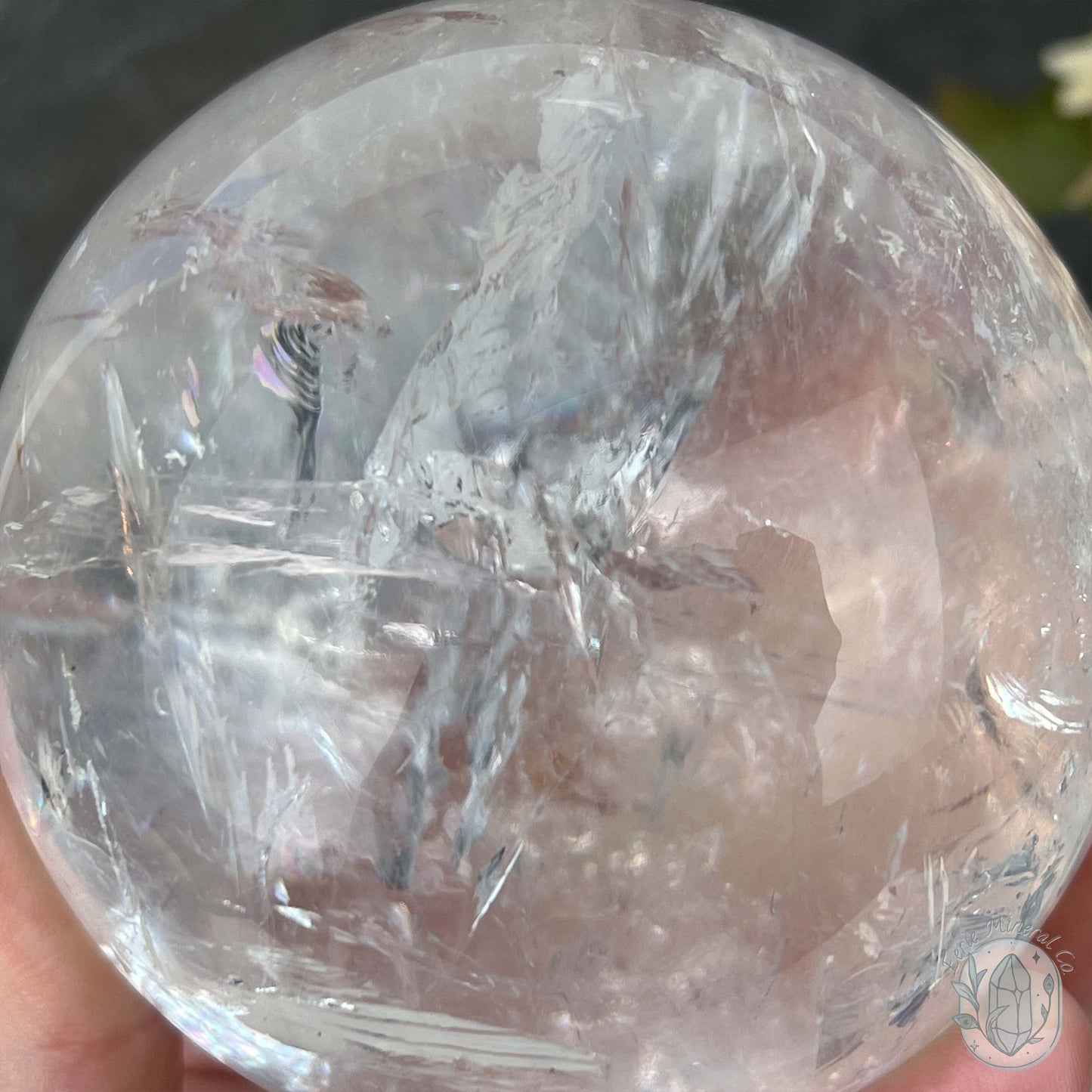 79mm Polished Clear Quartz Sphere with Rainbows