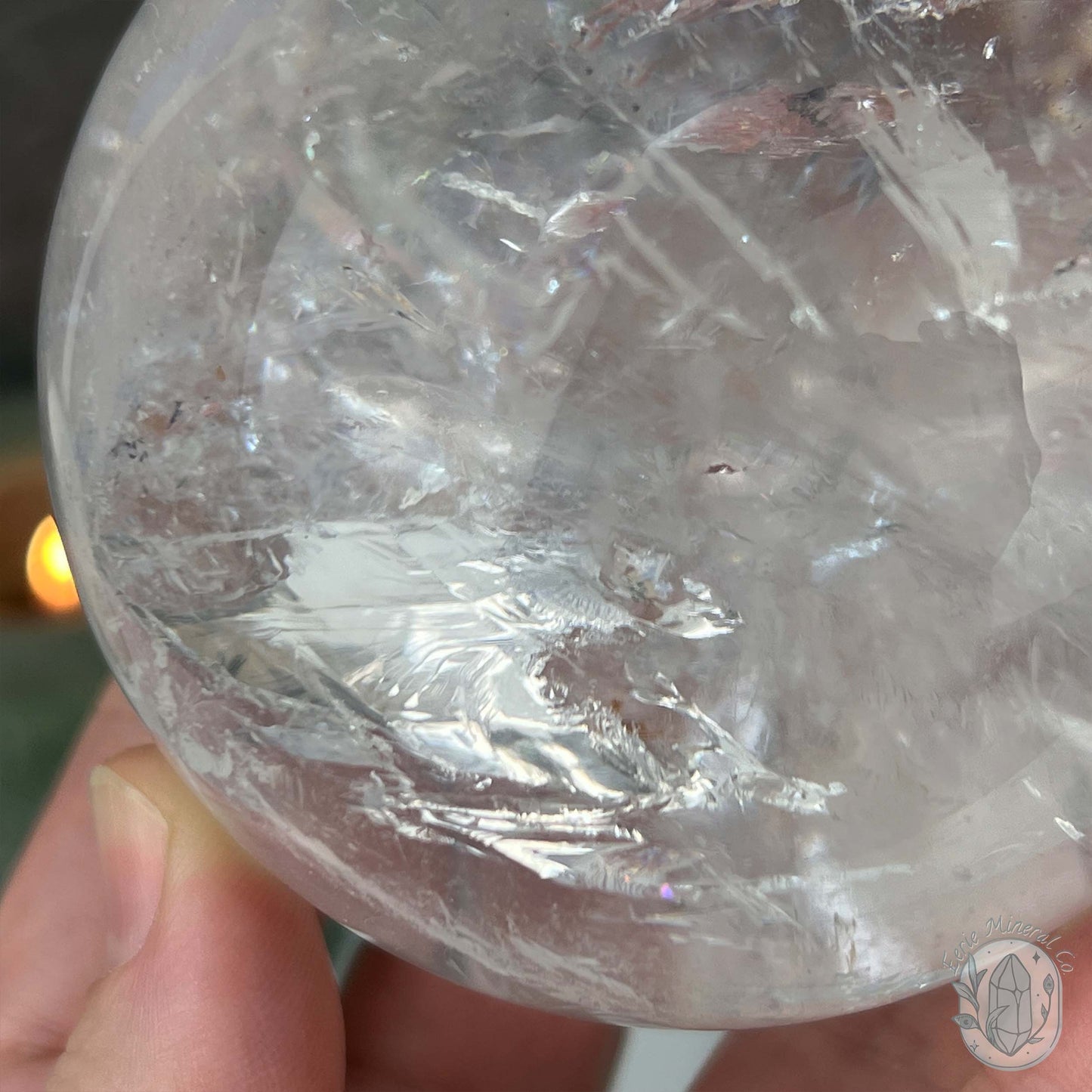 79mm Polished Clear Quartz Sphere with Rainbows