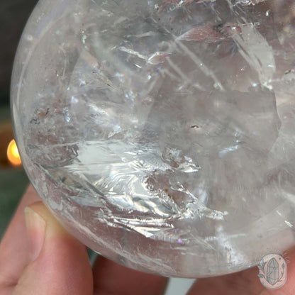 79mm Polished Clear Quartz Sphere with Rainbows