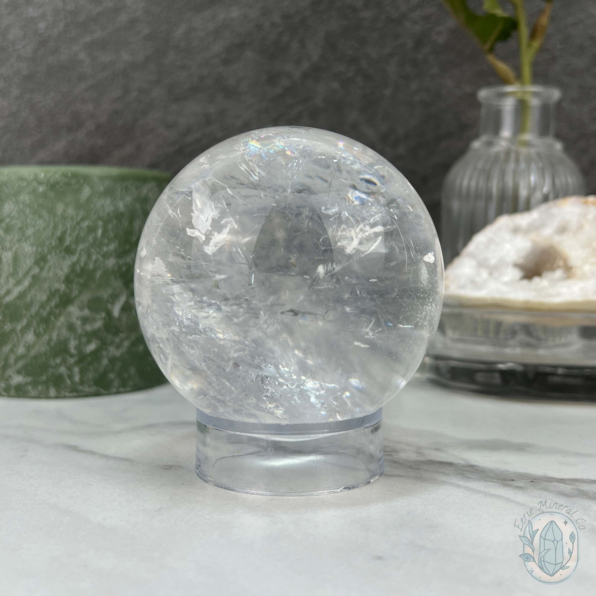 72mm Polished Clear Quartz Sphere with Rainbows