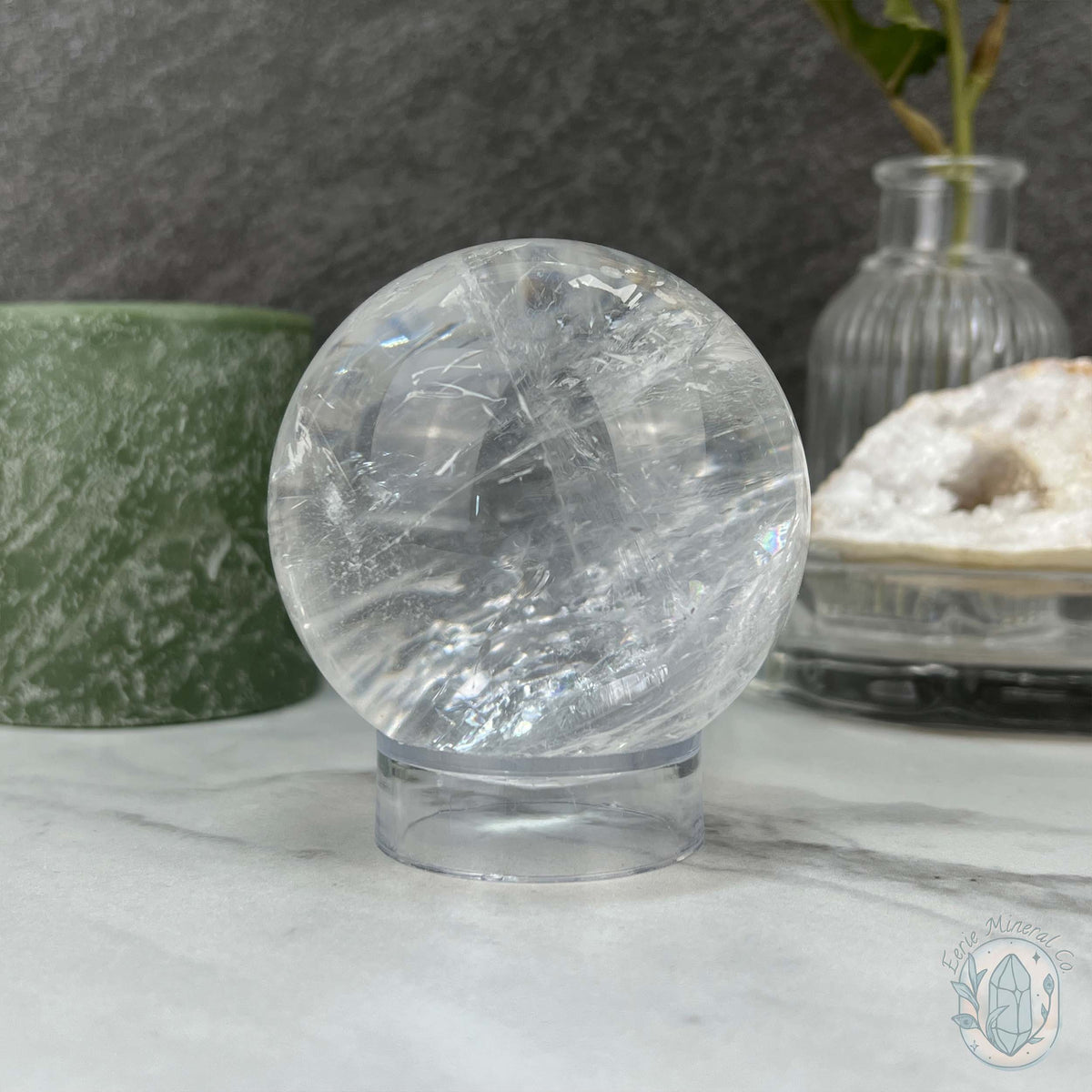 72mm Polished Clear Quartz Sphere with Rainbows