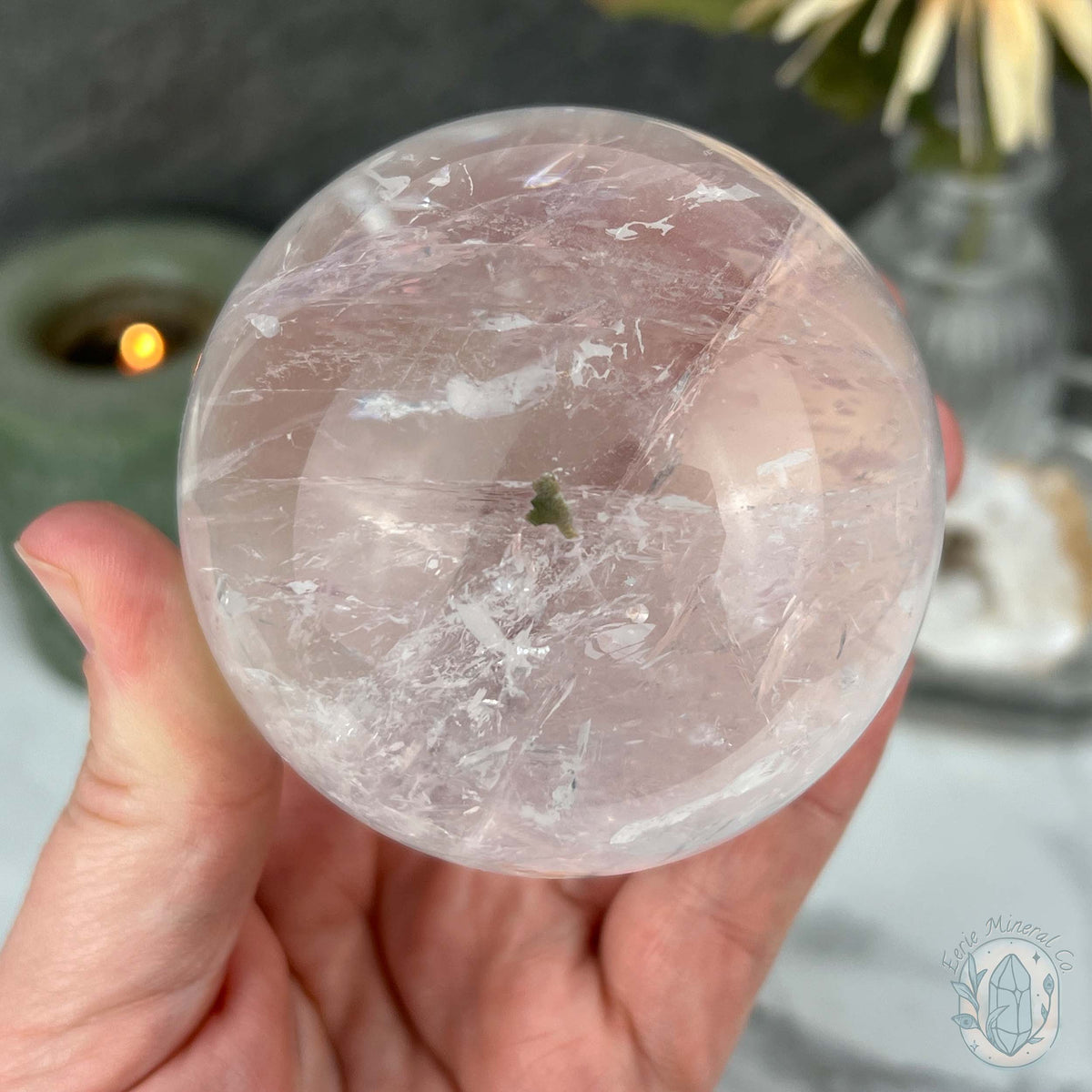 72mm Polished Clear Quartz Sphere with Rainbows