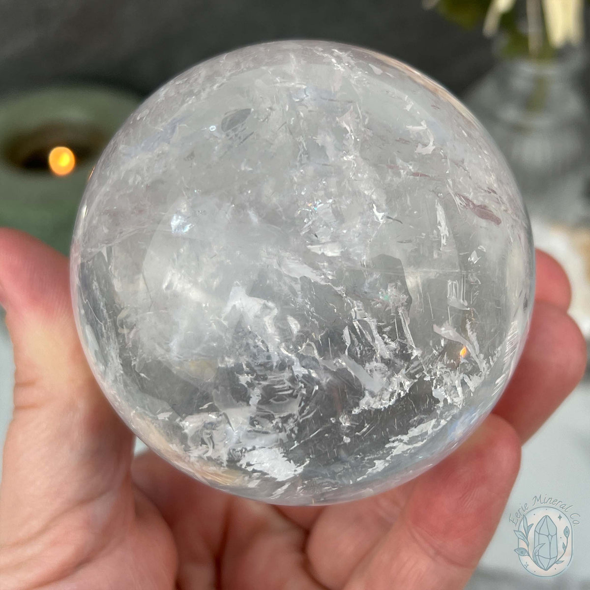 72mm Polished Clear Quartz Sphere with Rainbows