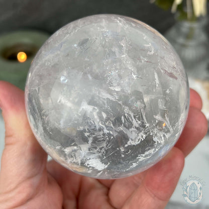 72mm Polished Clear Quartz Sphere with Rainbows