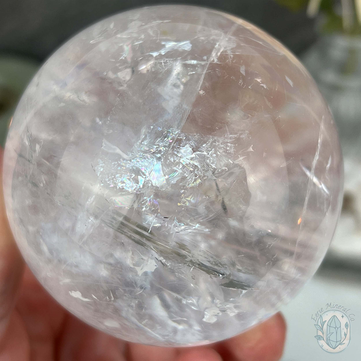 72mm Polished Clear Quartz Sphere with Rainbows
