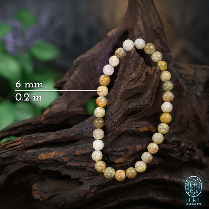 Polished Coral Jade Gemstone Beaded Boho Stretch Bracelet