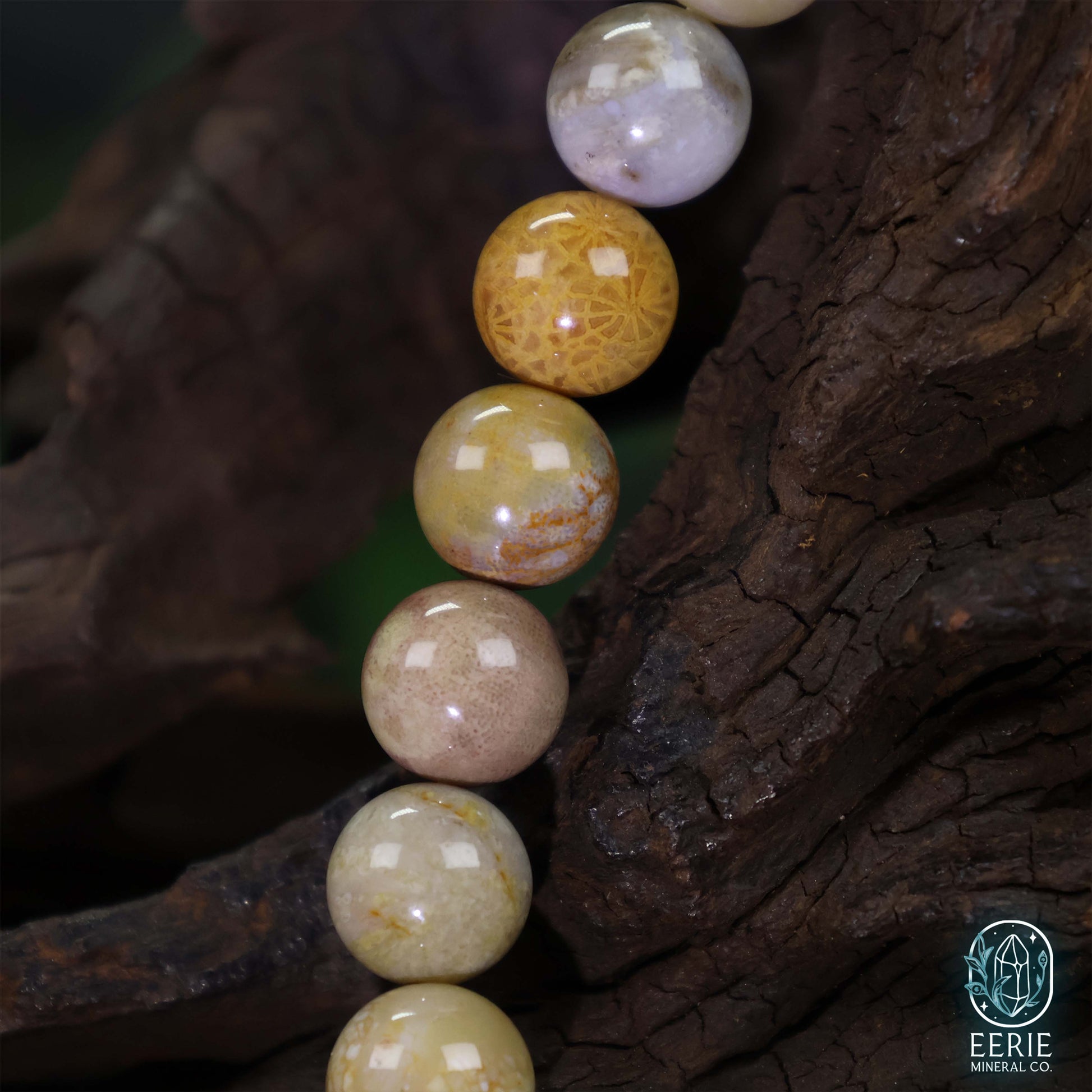 Polished Coral Jade Gemstone Beaded Boho Stretch Bracelet