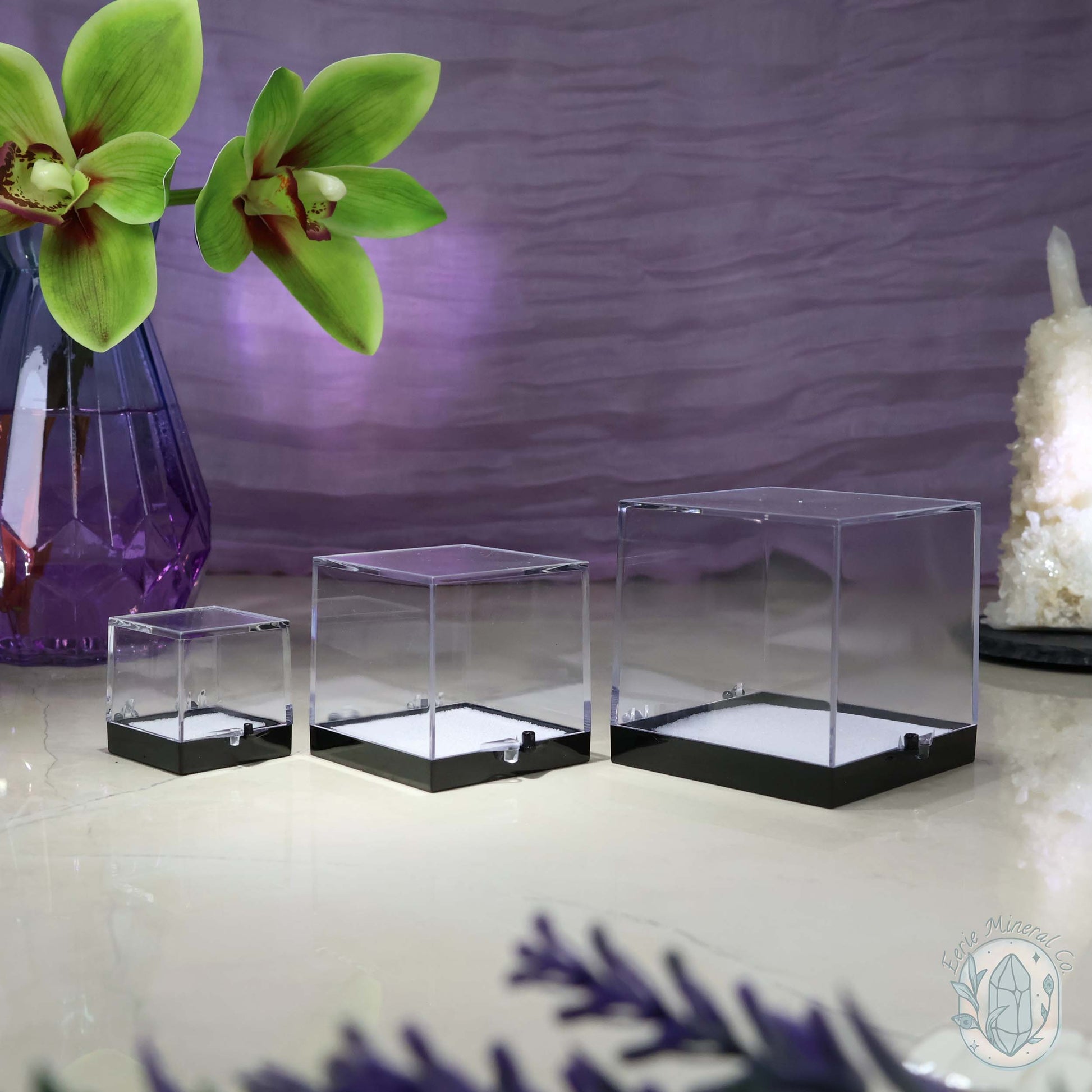 Perky Box, Crystal Specimen Boxes, Display Case with Free Mounting Putty