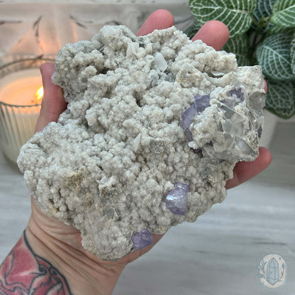 UV Reactive Purple Fluorite With Dolomite, Calcite, And Quartz