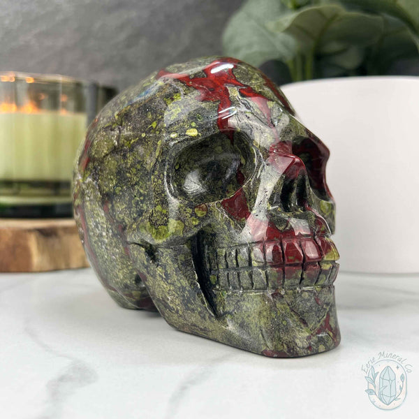 4.20" Polished Dragon Bloodstone Skull Carving