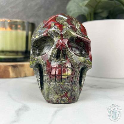 4.20" Polished Dragon Bloodstone Skull Carving