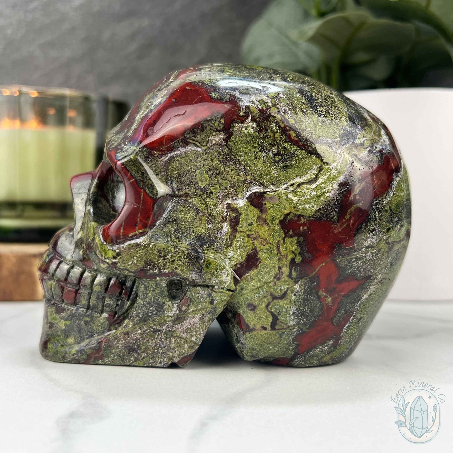 4.20" Polished Dragon Bloodstone Skull Carving