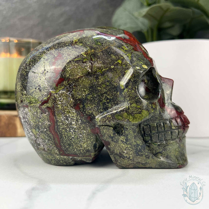 4.20" Polished Dragon Bloodstone Skull Carving